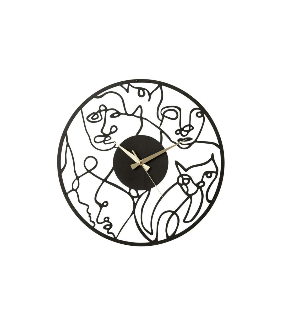 Horloge Murale en Métal Visages 49cm Noir-1