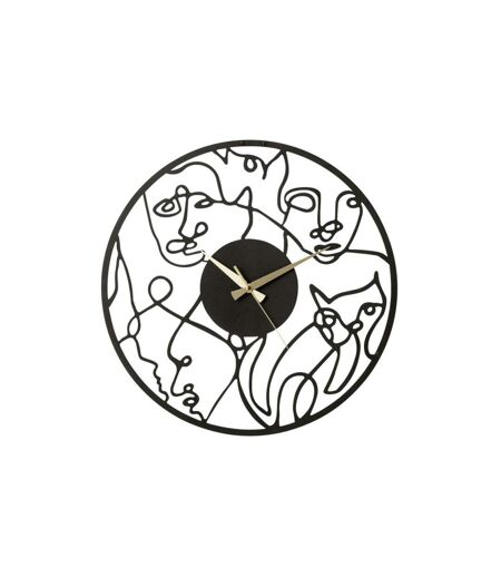 Horloge Murale en Métal Visages 49cm Noir