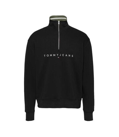 Sweat 1/4 zip noir homme tommy hilfiger linear - l