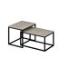 Duo de tables basses encastrables effet travertin - Beige et noir-5