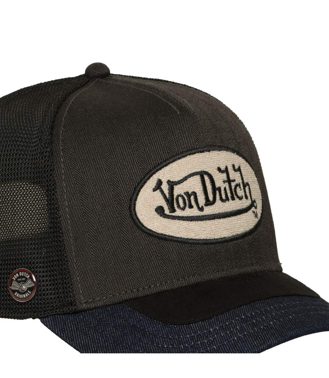 Casquette trucker filet premium avec patch et visière bimatière Shiel Vondutch-3