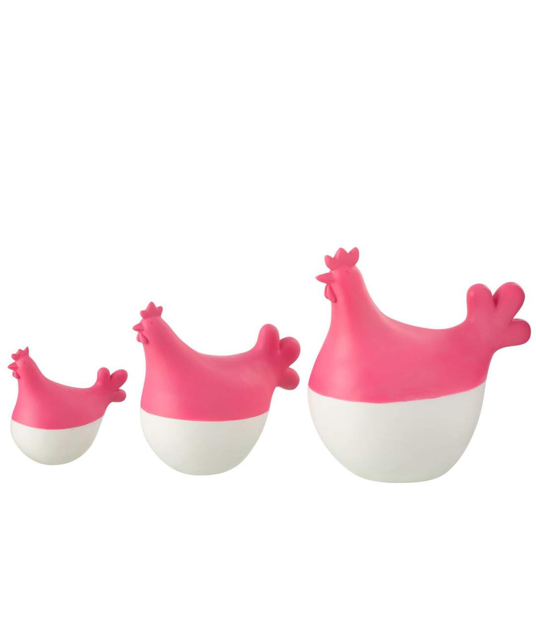 Lot de 3 Statuettes Coq Extérieur Alfredo 20cm Rose & Blanc-2