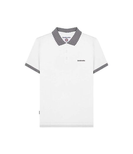 Mens Two Tone Badge Polo Shirt White Lambretta