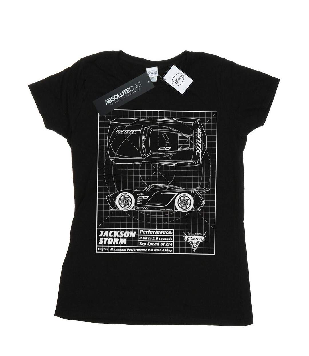 Disney - T-shirt CARS JACKSON STORM BLUEPRINT - Femme (Noir) - UTBI13816-1