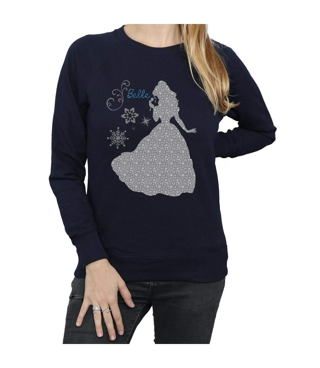 Disney Princess - Sweat BELLE CHRISTMAS SILHOUETTE - Femme (Bleu marine) - UTBI10276-3