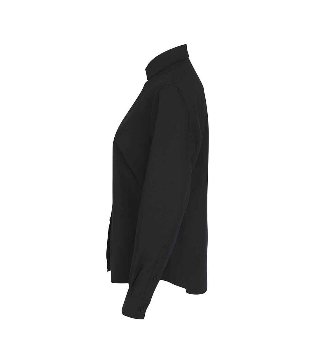 Womens/ladies Cotton Coolplus Long-sleeved Formal Shirt Black Henbury-3
