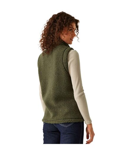 Womens/ladies calmry borg fleece lined gilet dark khaki Regatta