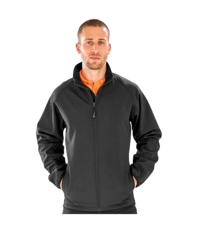Mens Printable Soft Shell Jacket Black Result Genuine Recycled