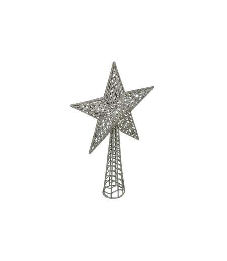 Cimier Déco avec Paillettes Étoile 38cm Argent