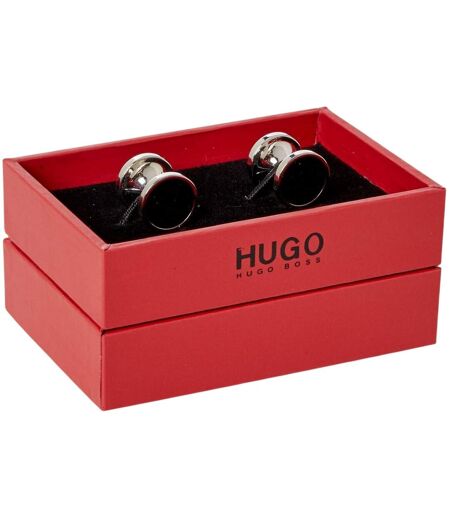 Mens Polished Round Formal Cufflinks One Size Black Hugo