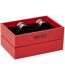 Mens Polished Round Formal Cufflinks One Size Black Hugo-2