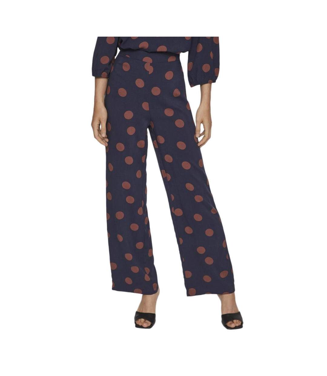 Pantalon fluide marine femme vila rosa-1