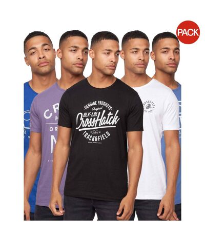Pack Of 5  Mens Flomax Assorted Designs T-shirt  Multicoloured Crosshatch