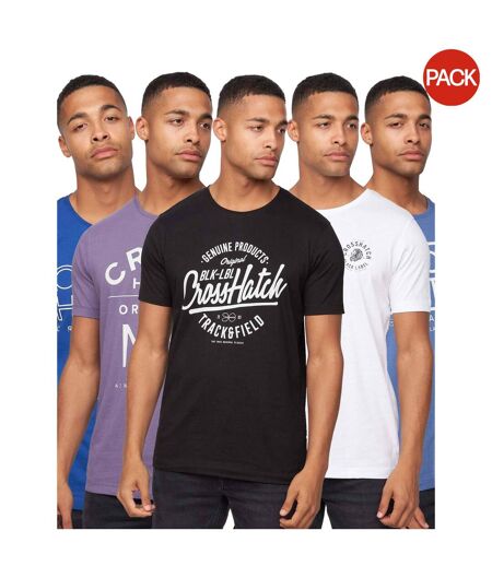 Pack Of 5  Mens Flomax Assorted Designs T-shirt  Multicoloured Crosshatch