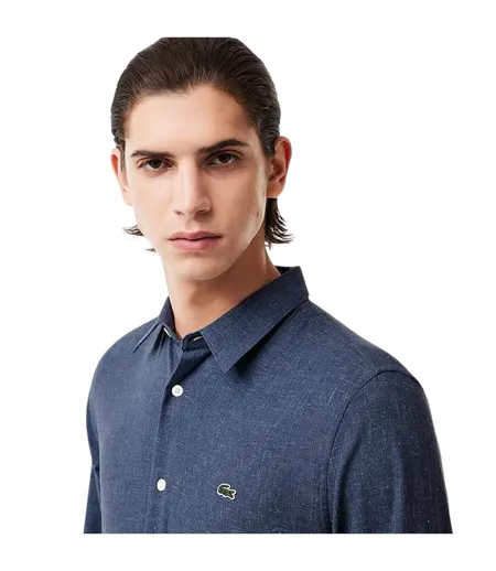 Chemise Manches Longues Homme Bleu Marine Foncé Lacoste