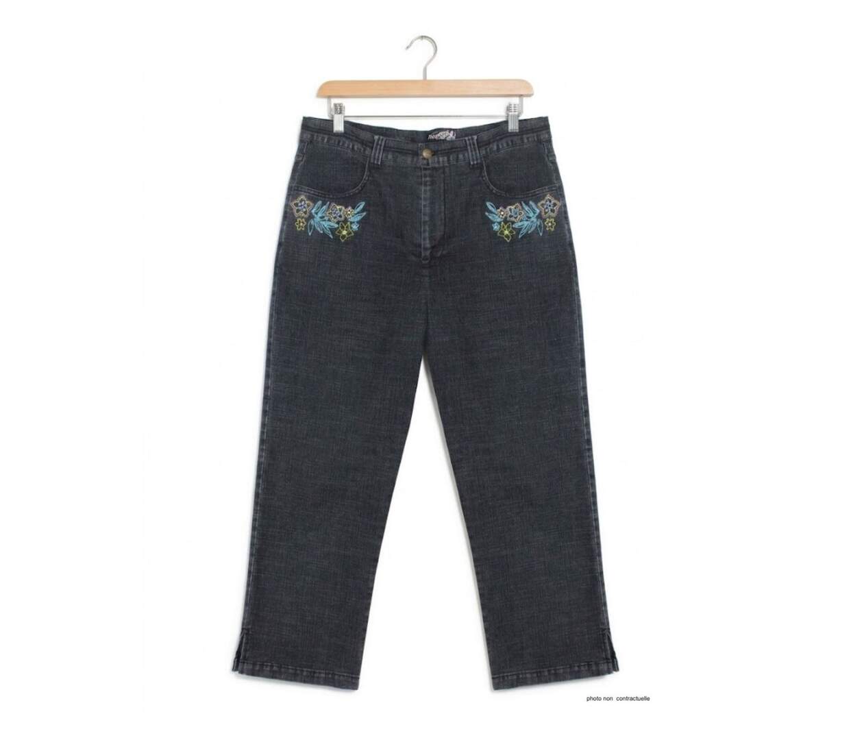MAYFLOWER SE1103 : Pantacourt fantaisie stone washed stretch pour un confort estival absolu-2