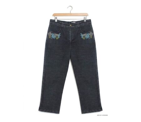 MAYFLOWER SE1103 : Pantacourt fantaisie stone washed stretch pour un confort estival absolu
