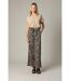 Pantalon femme en polyester gaufré à motif léopard ATILA-1