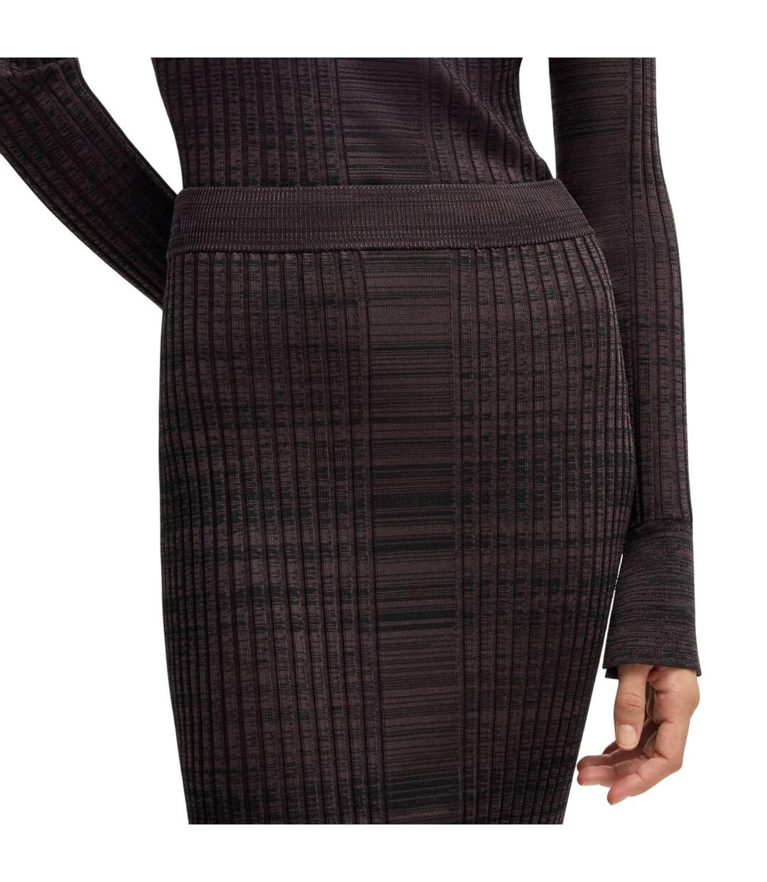 Jupe Mi-longue Style Côtelé Farmina Femme Marron Boss-3