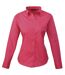 Premier Womens/Ladies Poplin Long Sleeve Blouse / Plain Work Shirt (Hot Pink) - UTRW1090