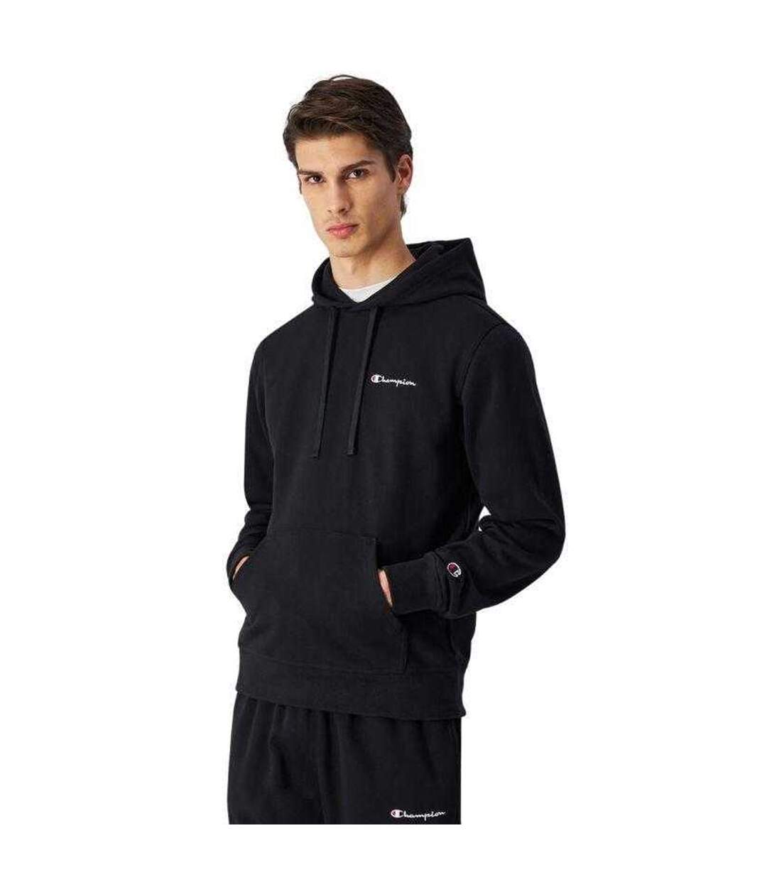 Sweat À Capuche Motif/style Logo Sur Poitrine Homme Noir Champion-1