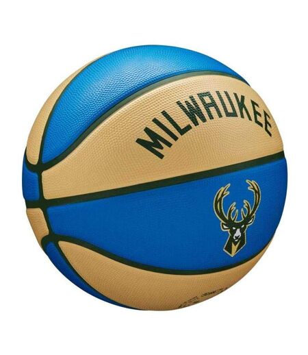 Ballon De Basket Motif/style Nba Milwaukee Bucks Taille 7 Beige Bleu Wilson
