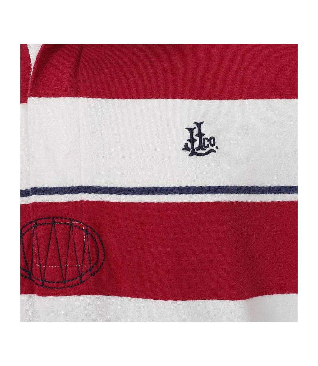 Polo Manches Courtes Rugby Motif/style Rayé Homme Rouge Lazy Jacks-3