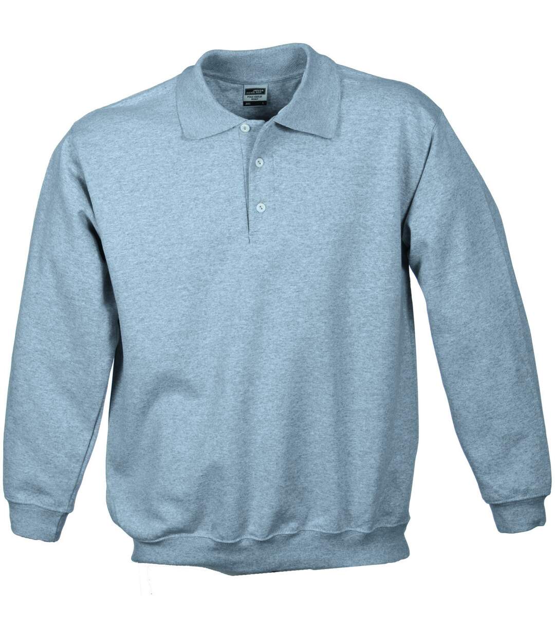 Sweat-shirt col polo - homme - JN041 - gris chiné-1