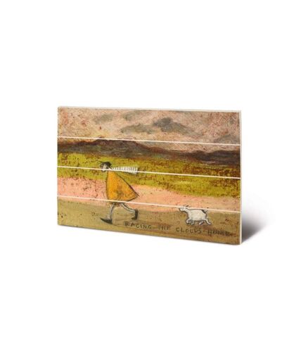 Sam Toft Racing The Clouds Home Wood Small Plaque (Brown/Green) (59cm x 40cm)