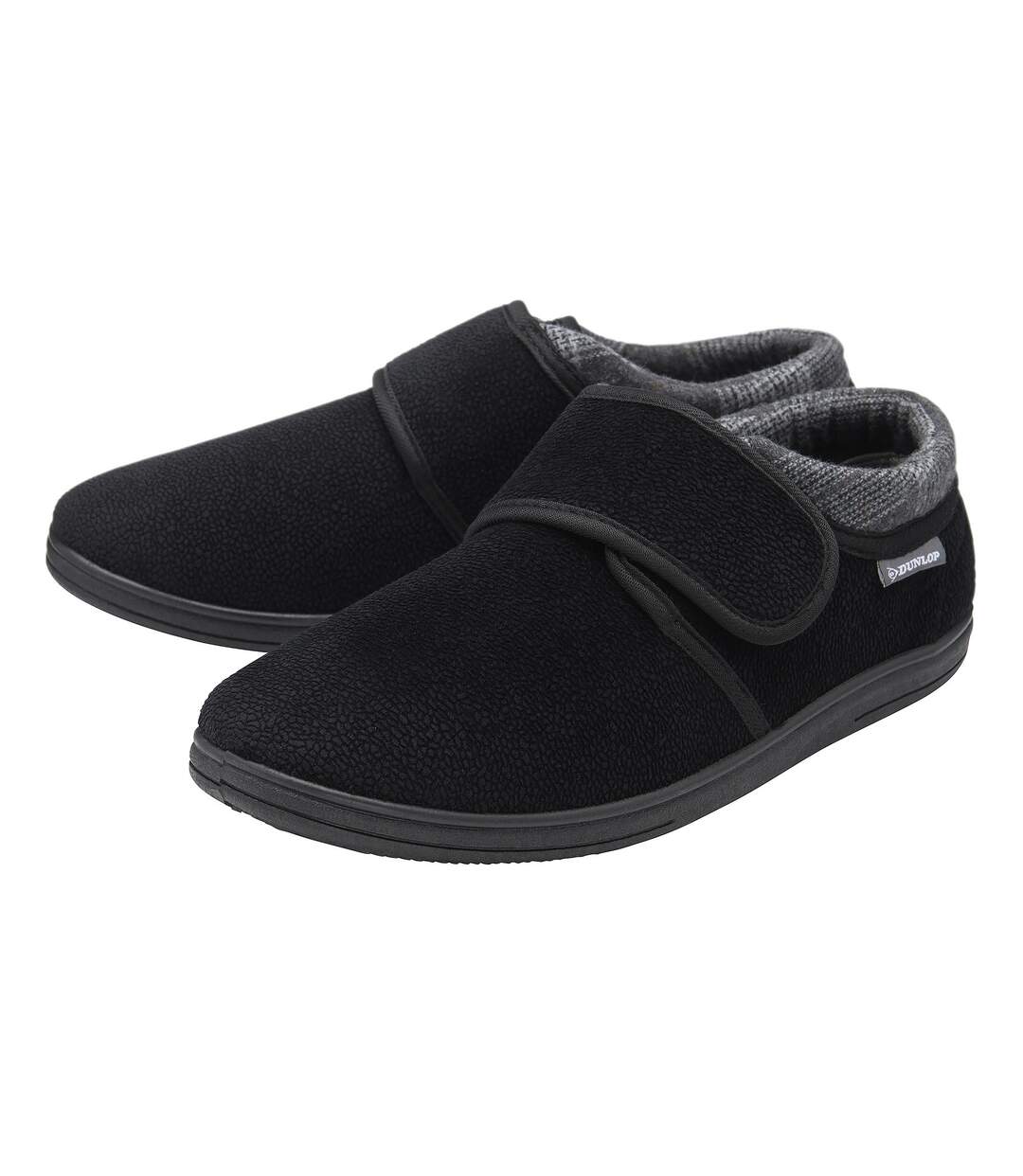 Dunlop - Chaussons homme noirs réglables à fermeture auto-agrippante-1