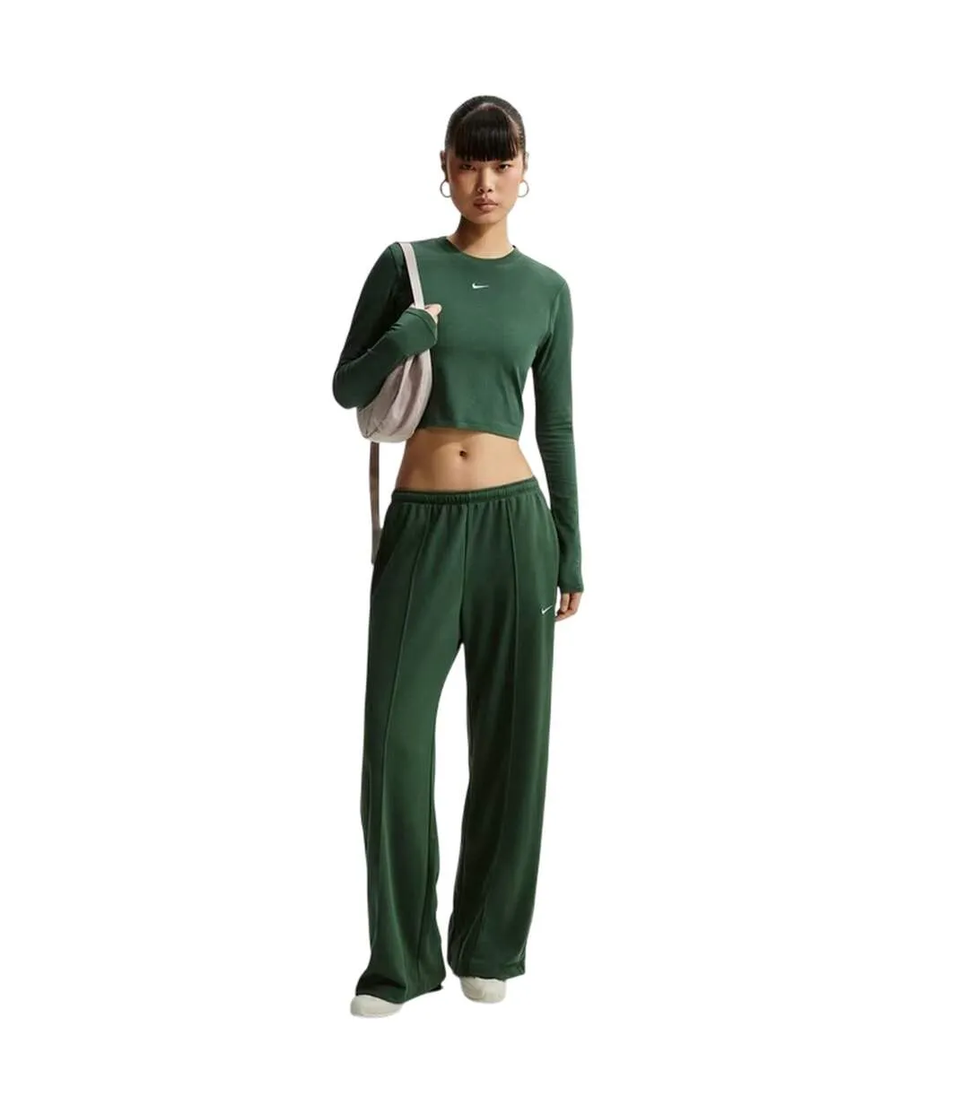 T-shirt Manches Longues Femme Vert Foncé Blanc Nike-1