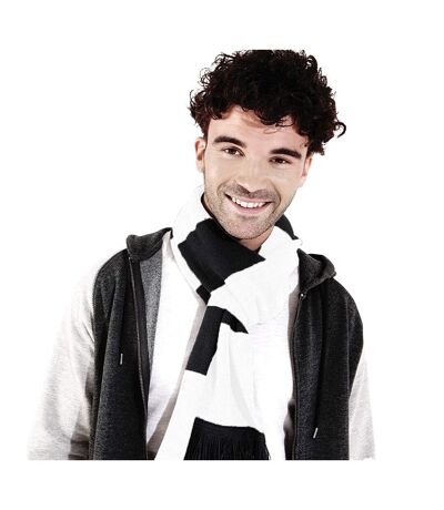 Beechfield Varsity Unisex Winter Scarf (Double Layer Knit) (Black / White) (One Size) - UTRW2031