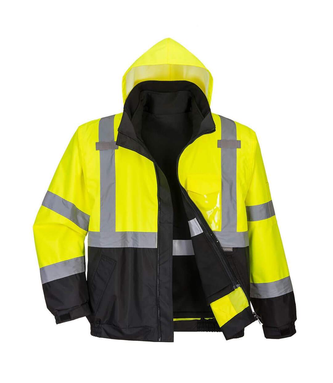 Mens premium 3 in 1 high-vis bomber jacket yellow/black Portwest-1