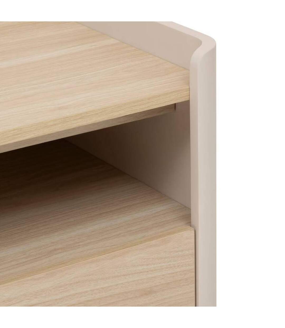 Meuble TV 2 tiroirs ROUNDY - Beige-5