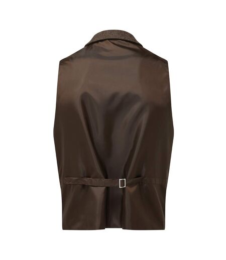 Premier Mens Herringbone Waistcoat (Brown Check) - UTRW6600