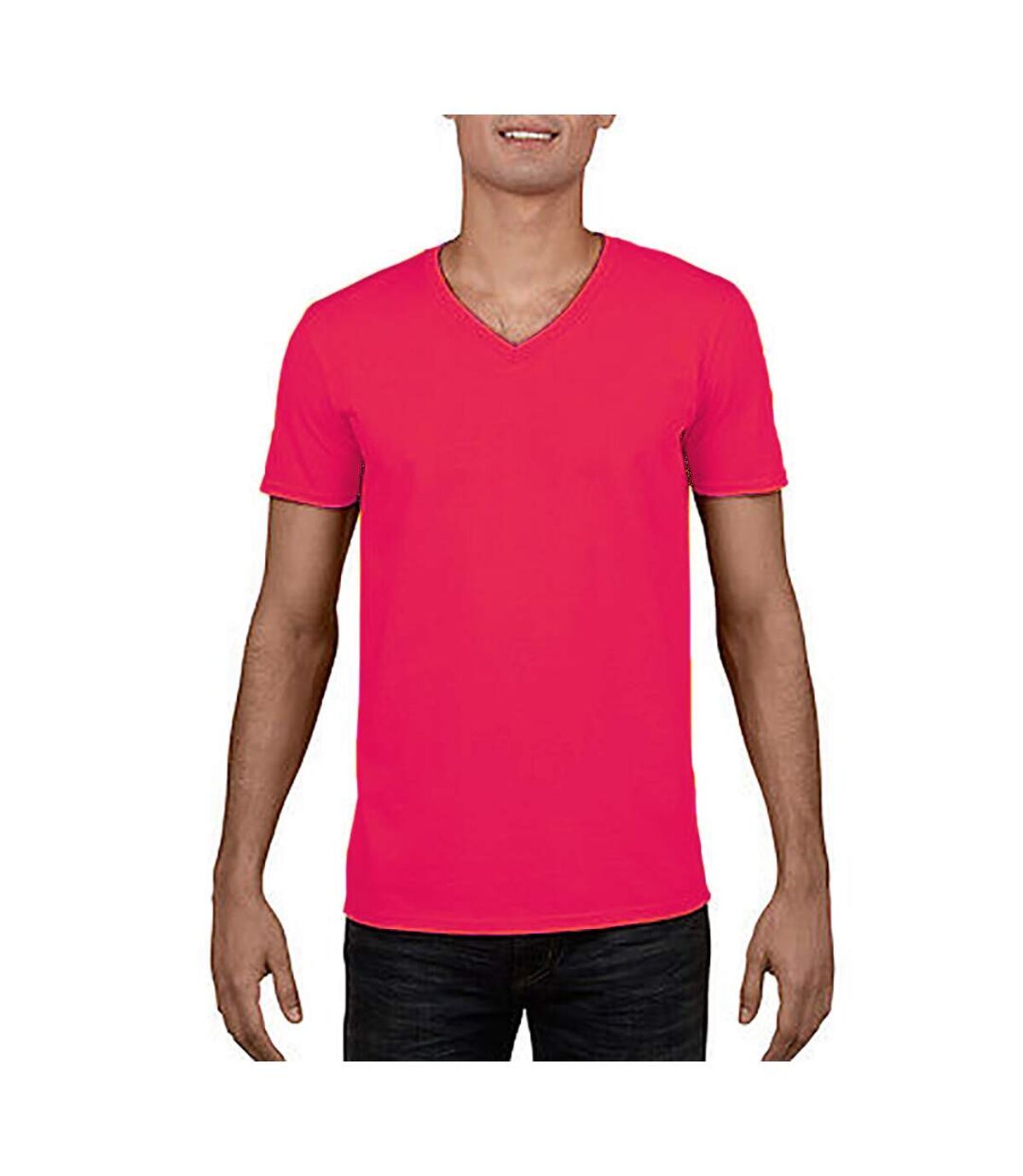 Gildan Adults Unisex Short Sleeve Premium Cotton V-Neck T-Shirt (Heliconia) - UTRW4738