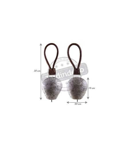 Cloche en métal vieilli et cuir (Lot de 2)