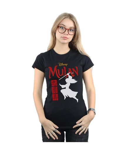 Disney Femme/Les femmes Mulan Movie Warrior Silhouette Cotton T-Shirt (Noir) - UTBI30679