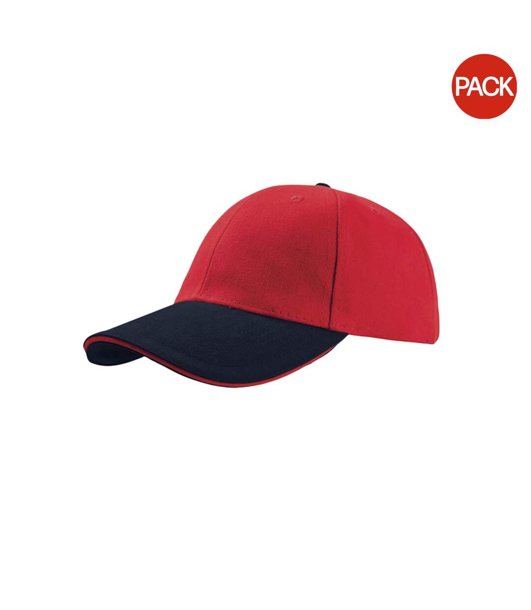 Lot de 2  casquettes en coton épais adulte rouge / bleu marine Atlantis-1