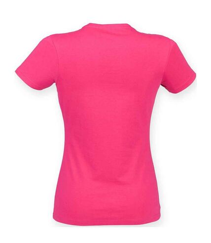 Womens/ladies feel good t-shirt fuchsia SF