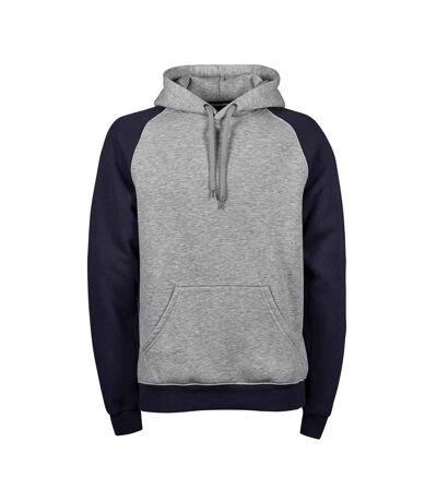 Tee Jays Mens Two-Tone Hooded Sweatshirt (Heather Navy)