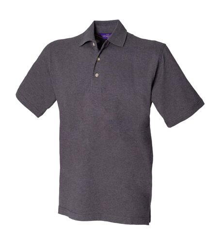 Henbury Mens Classic Plain Polo Shirt With Stand Up Collar (Charcoal)