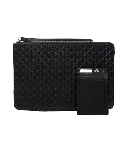 Coffret sacoche + étui noir homme calvin klein jeans cardcase