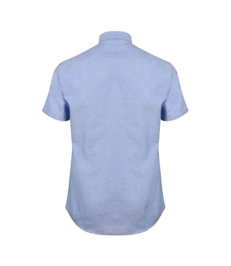 Mens modern short sleeve oxford shirt blue Henbury