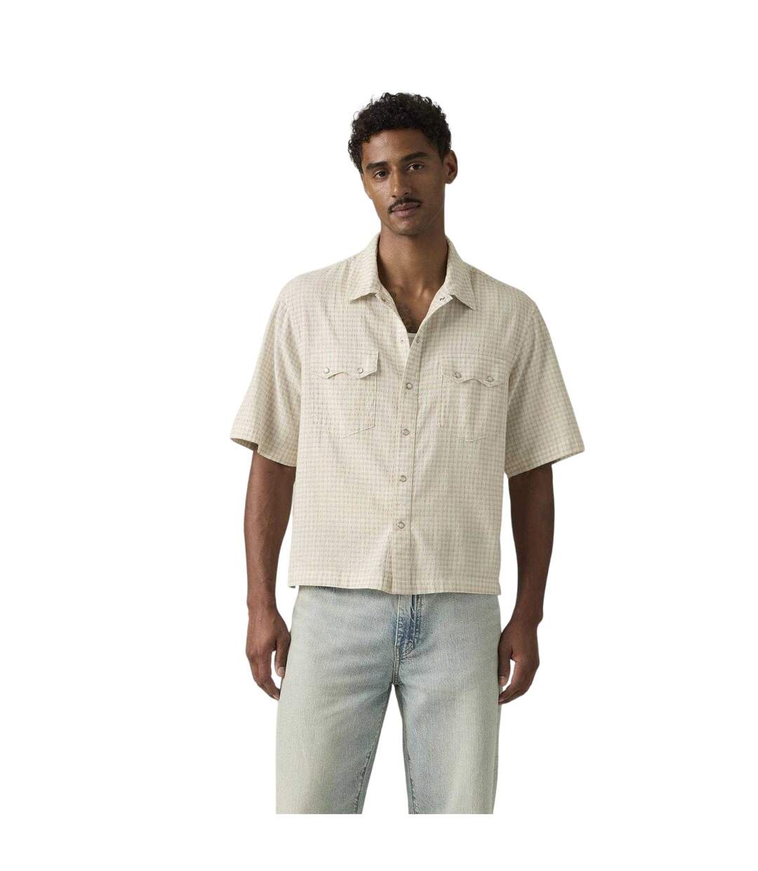 Chemise Manches Courtes Motif/style Entrecroisé Homme Blanc Levis-4