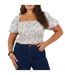 Womens/ladies Floral Ruched Top Blue Brave Soul-4