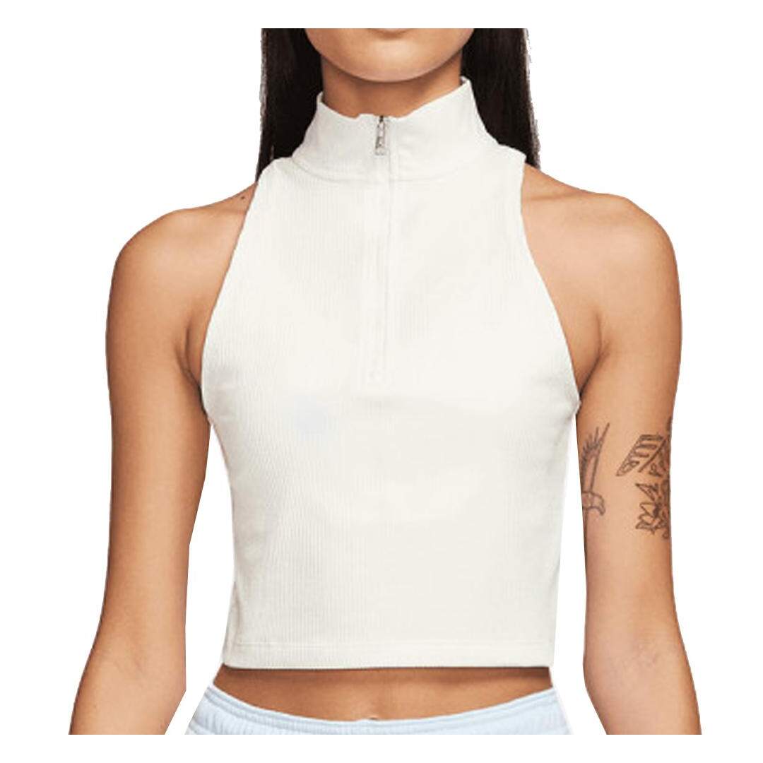 Débardeur Crop Blanc Femme Nike Mock - L-1