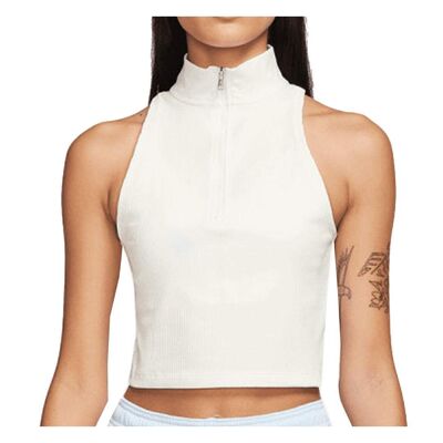 Débardeur Crop Blanc Femme Nike Mock - L