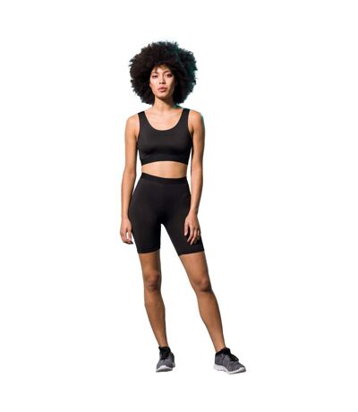 Womens/ladies Fashion Sleeveless Crop Top Black Skinni Fit