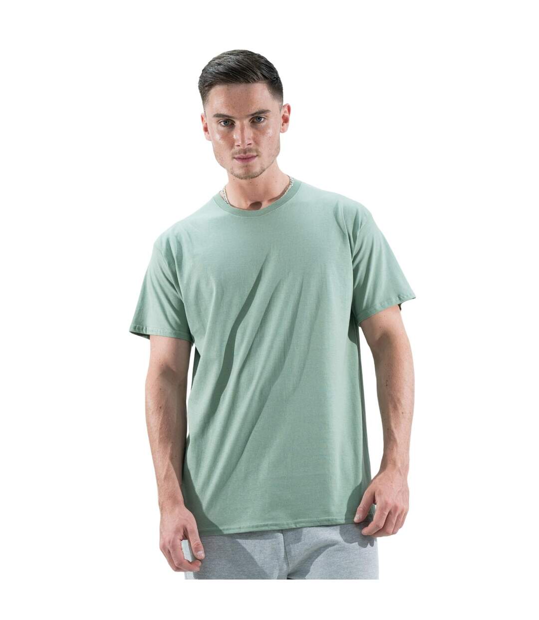 T-shirt manches courtes homme vert de gris Casual